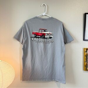 Old Guys Rule red Ford pickup truck gray graphic tee L